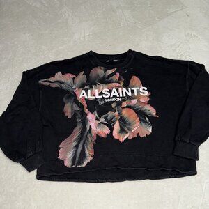 AllSaints Womens AllSaints Fleurir Lila Black crewneck sweatshirt Size Medium